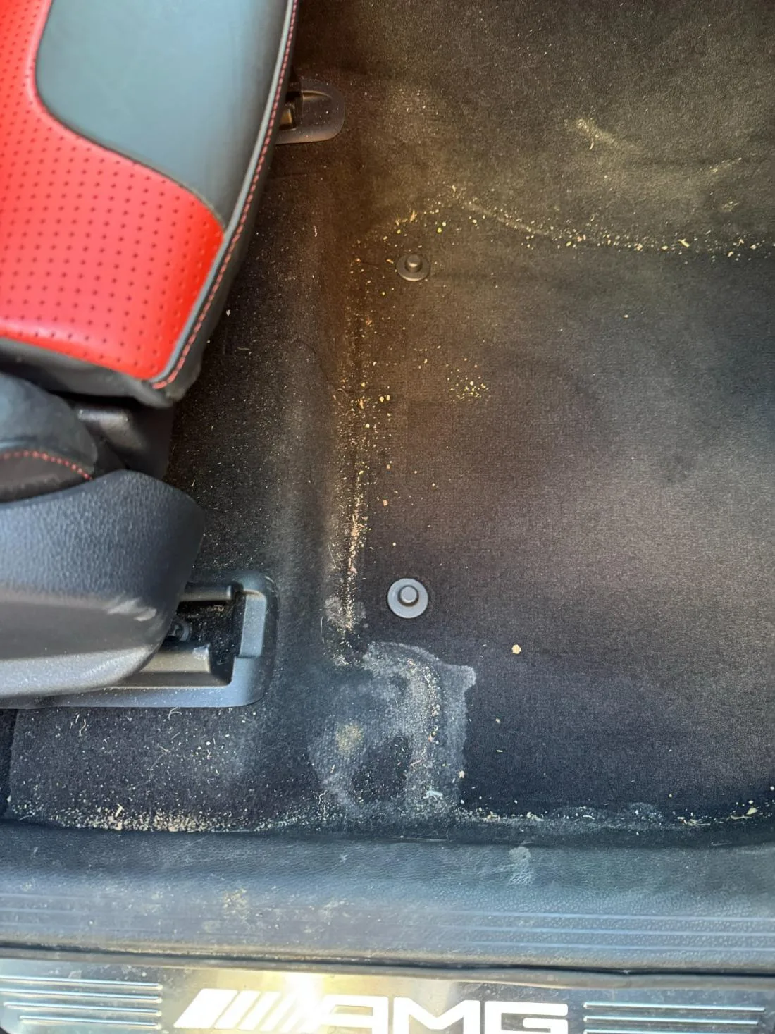 Stain removal / shampoo extraction · Mercedes GLC63S AMG before