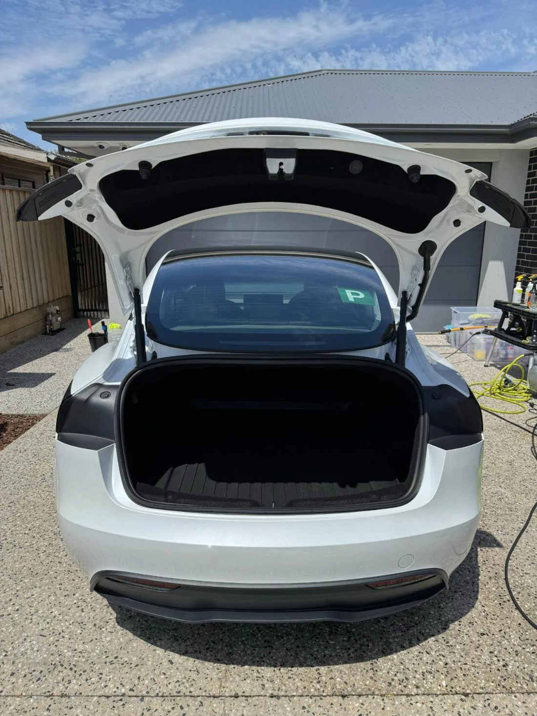 Exterior detail · Tesla boot and boot jamb after